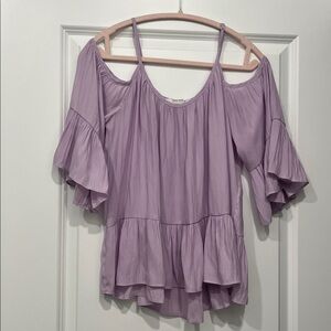 Lavender Cold-Shoulder Blouse